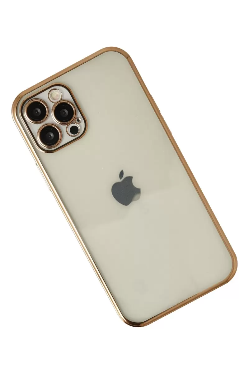 Newface Apple iPhone 12 Pro Kılıf Razer Lensli Silikon - Gold