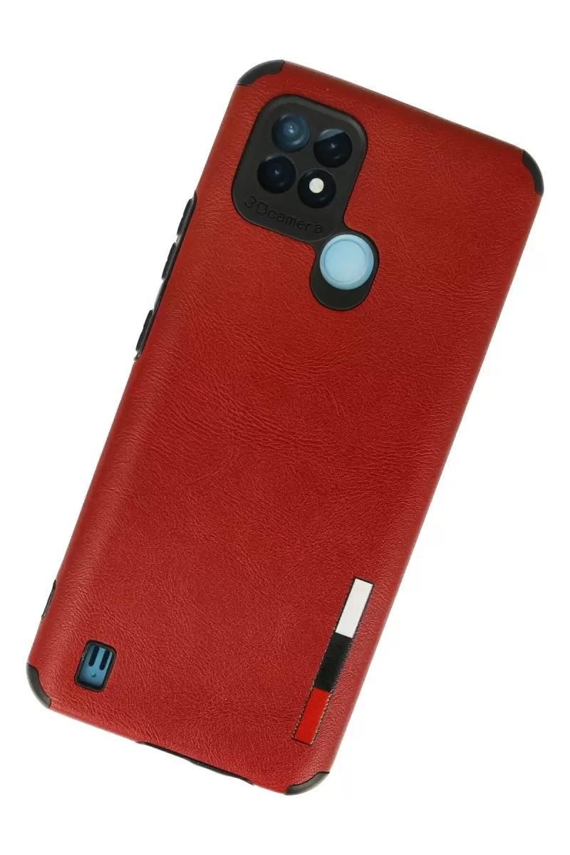 Newface Realme C21 Kılıf Loop Deri Silikon - Kırmızı