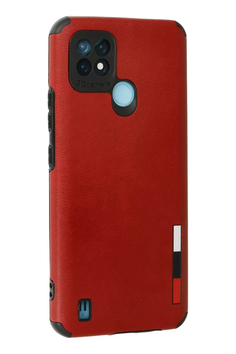 Newface Realme C21 Kılıf Loop Deri Silikon - Kırmızı