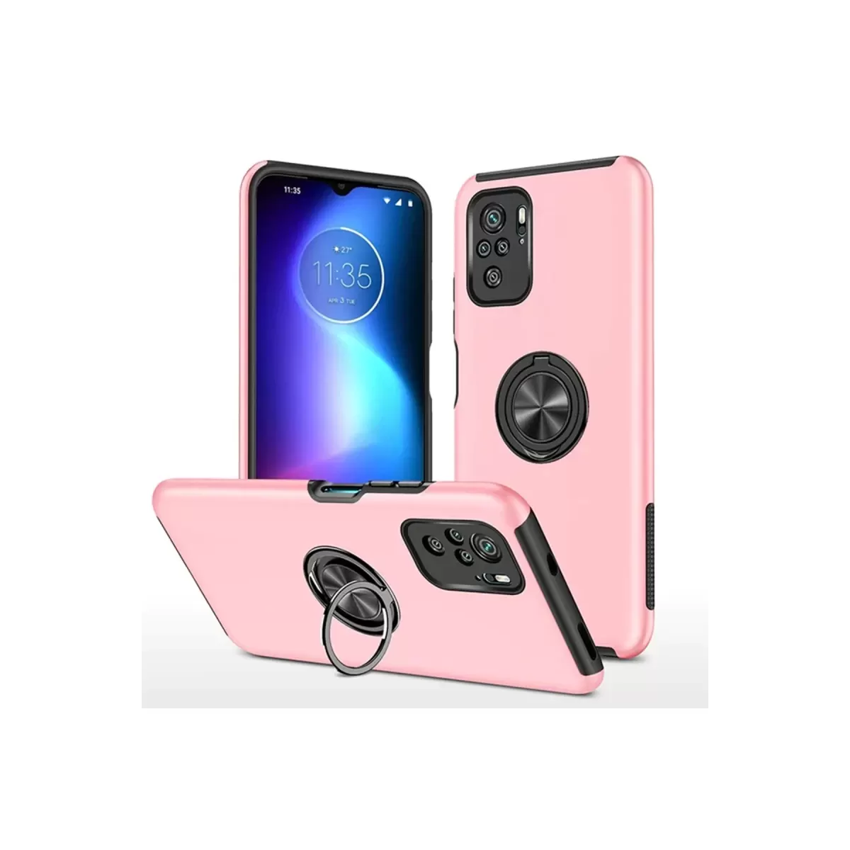 Newface Xiaomi Poco F3 Kılıf Elit Yüzüklü Kapak - Pembe