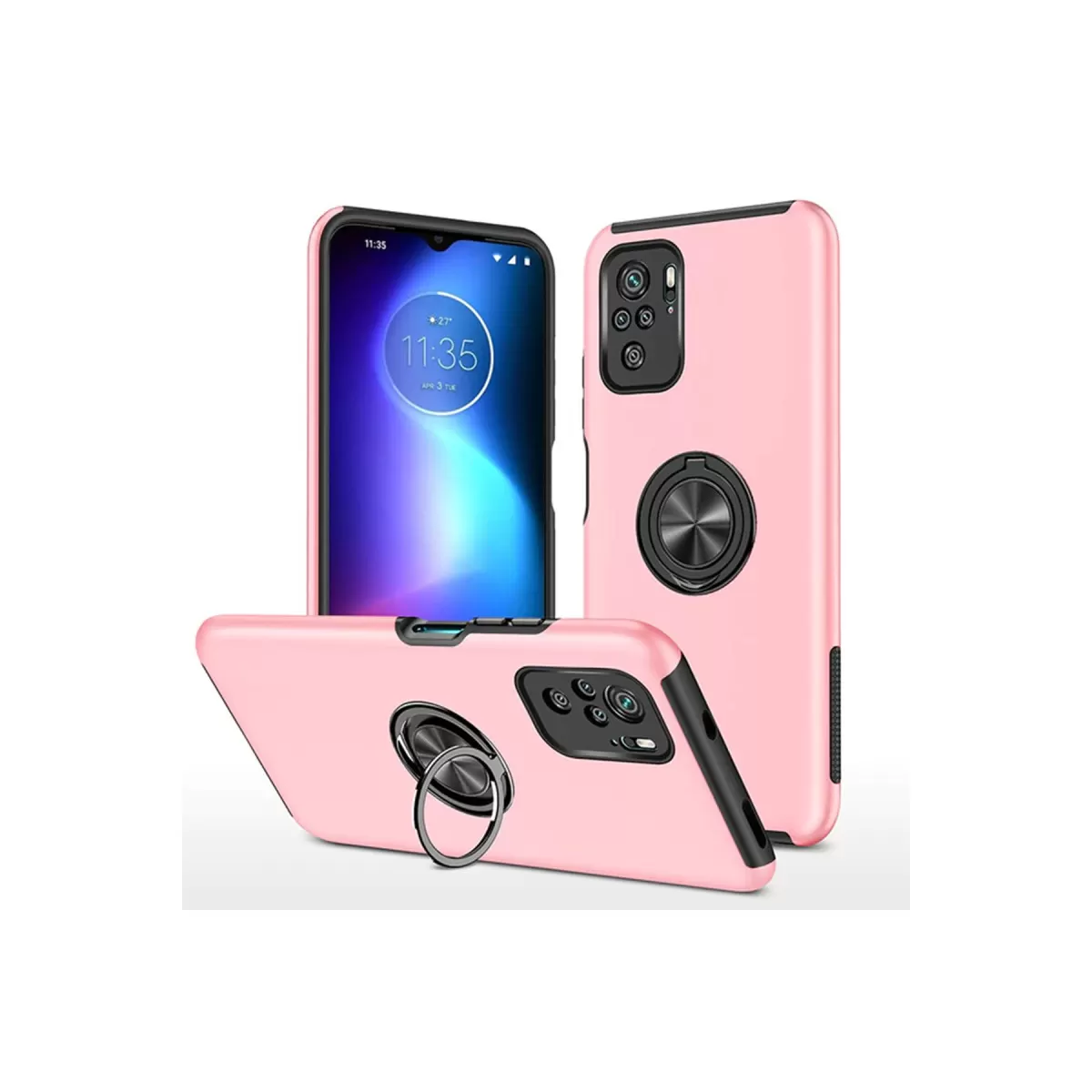 Newface Xiaomi Poco F3 Kılıf Elit Yüzüklü Kapak - Pembe