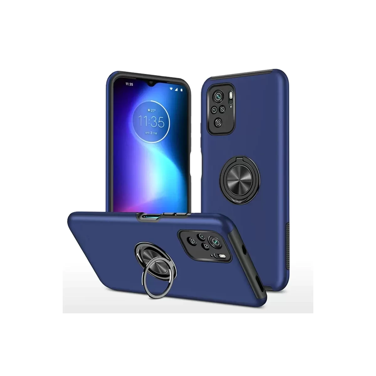Newface Xiaomi Poco F3 Kılıf Elit Yüzüklü Kapak - Lacivert