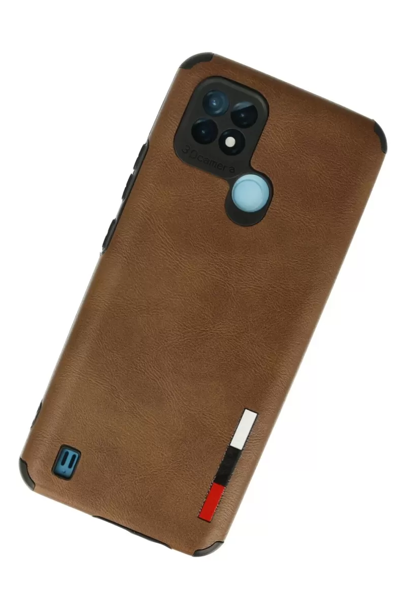 Newface Realme C21 Kılıf Loop Deri Silikon - Kahverengi