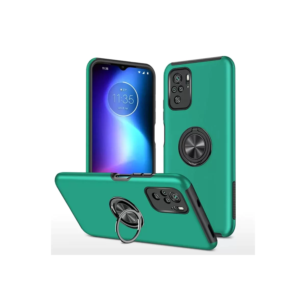 Newface Xiaomi Poco F3 Kılıf Elit Yüzüklü Kapak - Yeşil