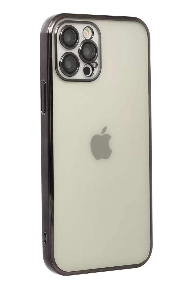 Newface Apple iPhone 12 Pro Max Kılıf Razer Lensli Silikon - Siyah