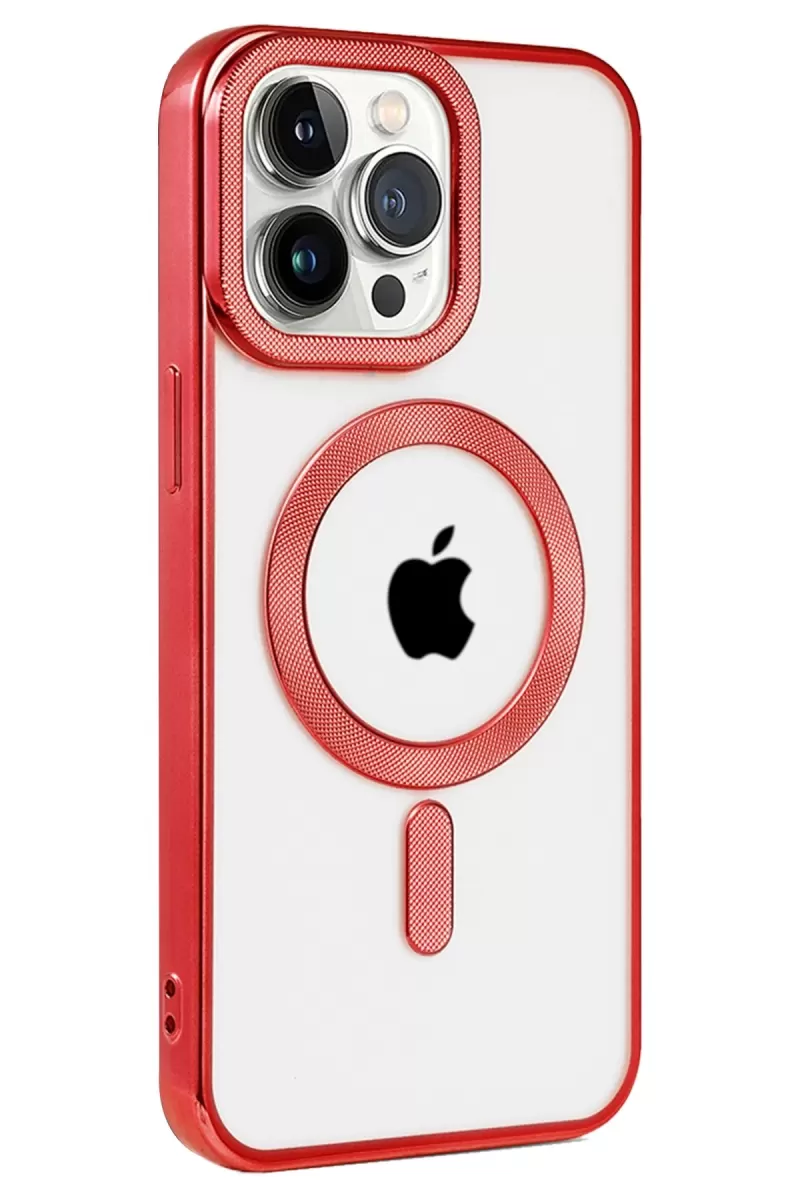 Newface Apple iPhone 14 Pro Max Kılıf Kronos Magsafe Kapak - Kırmızı