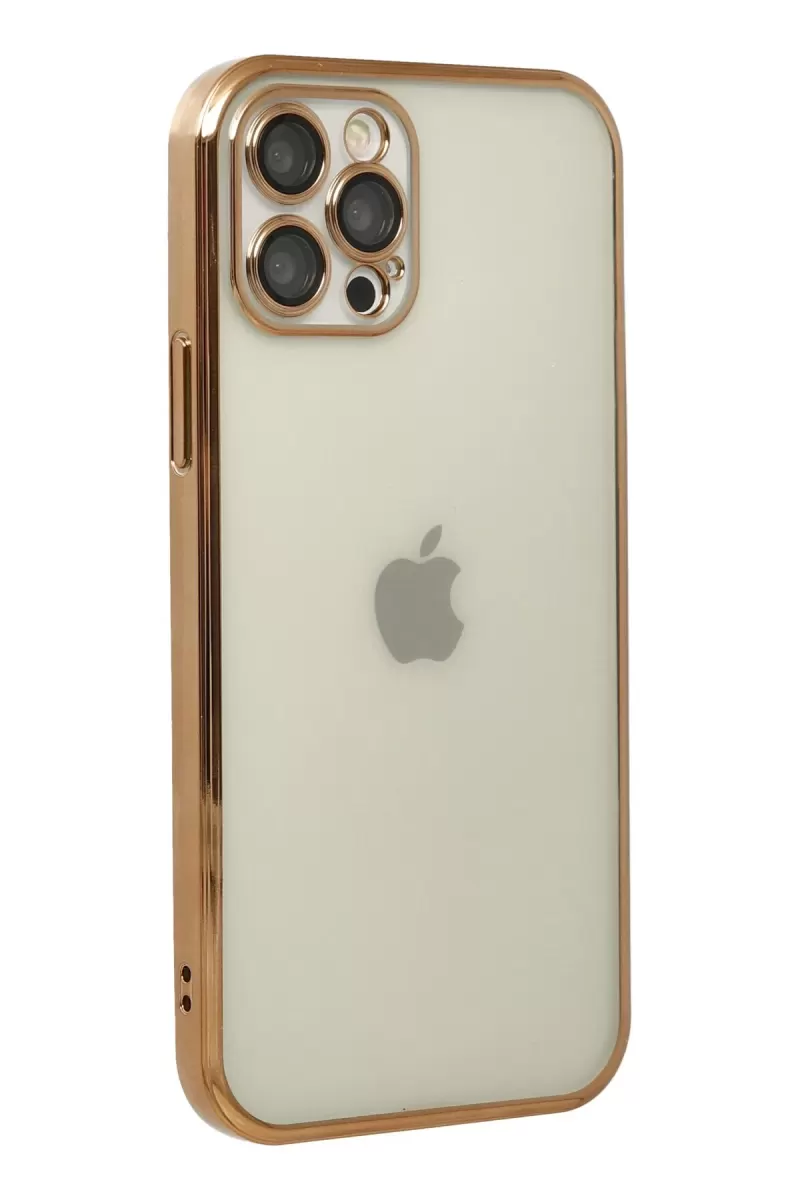 Newface Apple iPhone 12 Pro Max Kılıf Razer Lensli Silikon - Gold