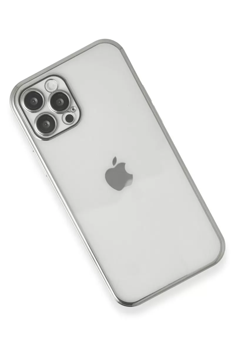 Newface Apple iPhone 12 Pro Max Kılıf Razer Lensli Silikon - Gümüş