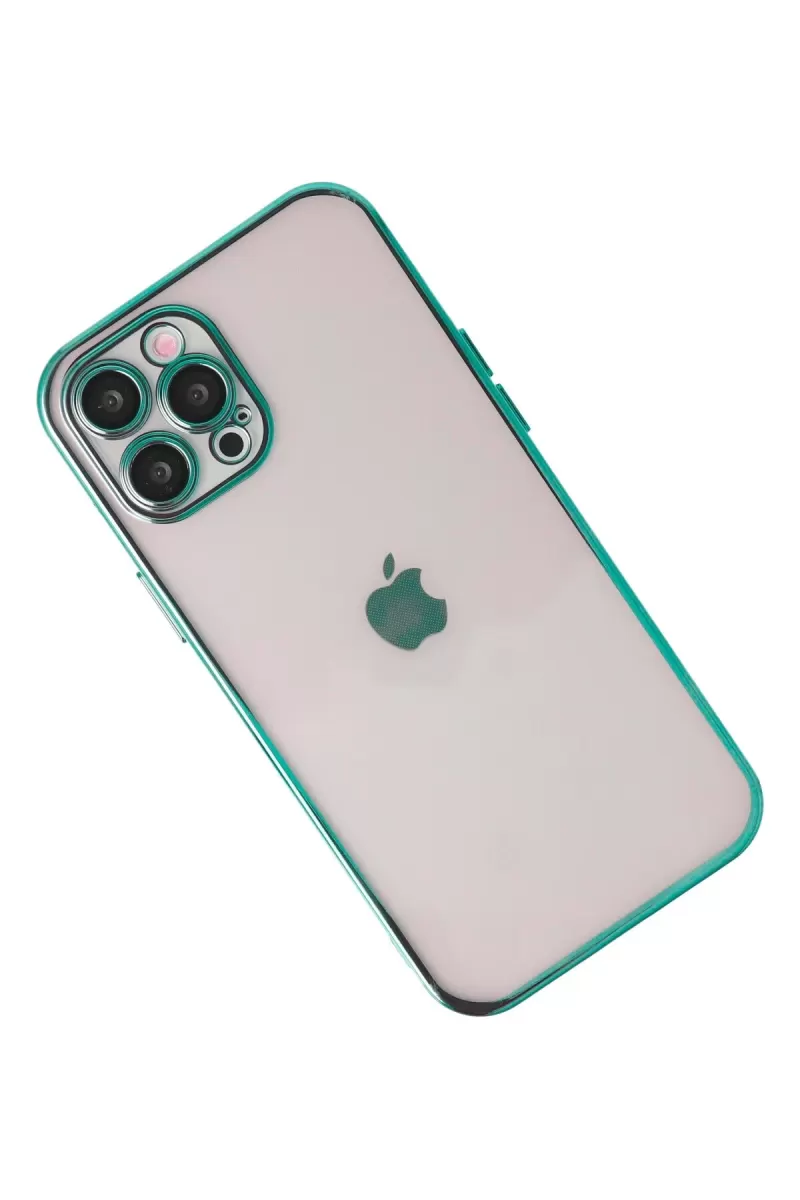 Newface Apple iPhone 12 Pro Max Kılıf Razer Lensli Silikon - Yeşil