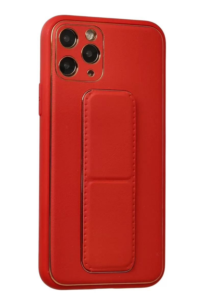 Newface Apple iPhone 11 Pro Kılıf Coco Deri Standlı Kapak - Kırmızı
