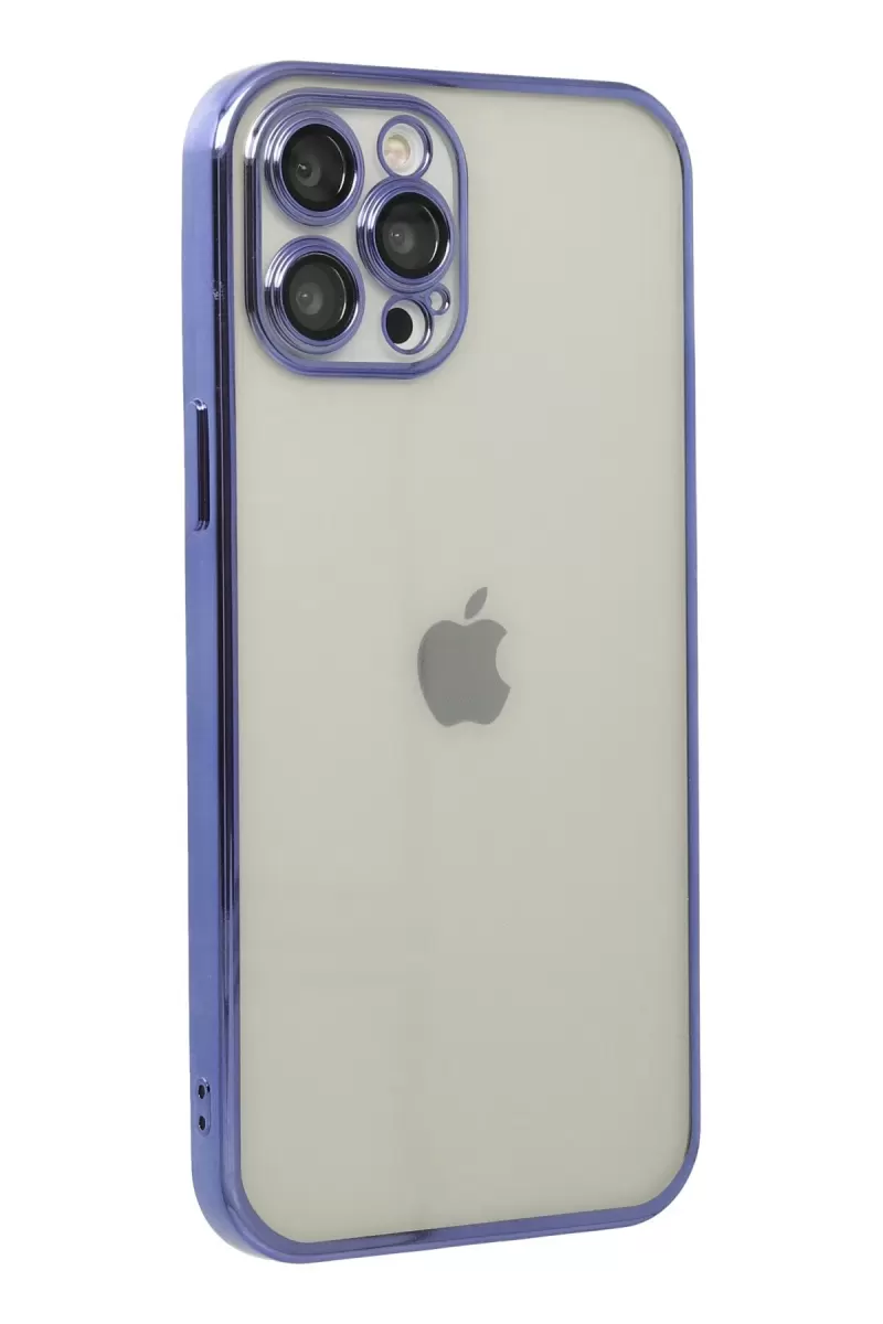 Newface Apple iPhone 12 Pro Max Kılıf Razer Lensli Silikon - Mor