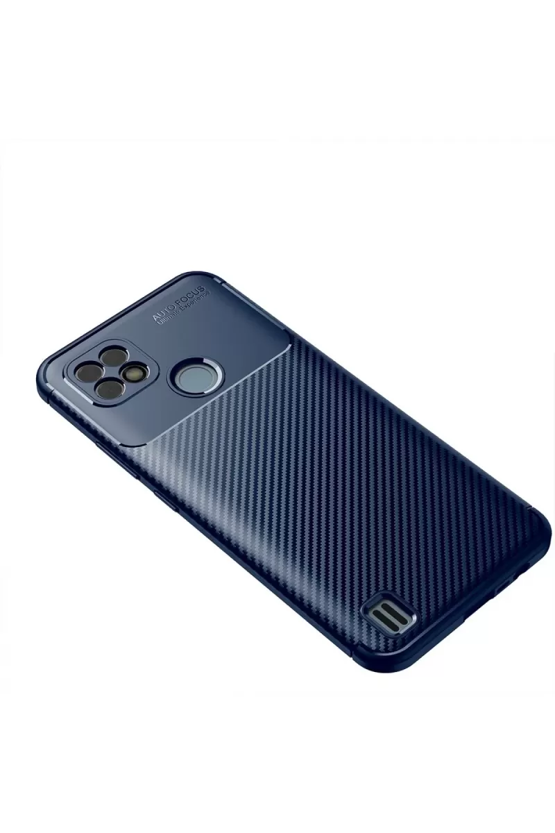 Newface Realme C21 Kılıf Auto Focus Karbon Kapak - Lacivert
