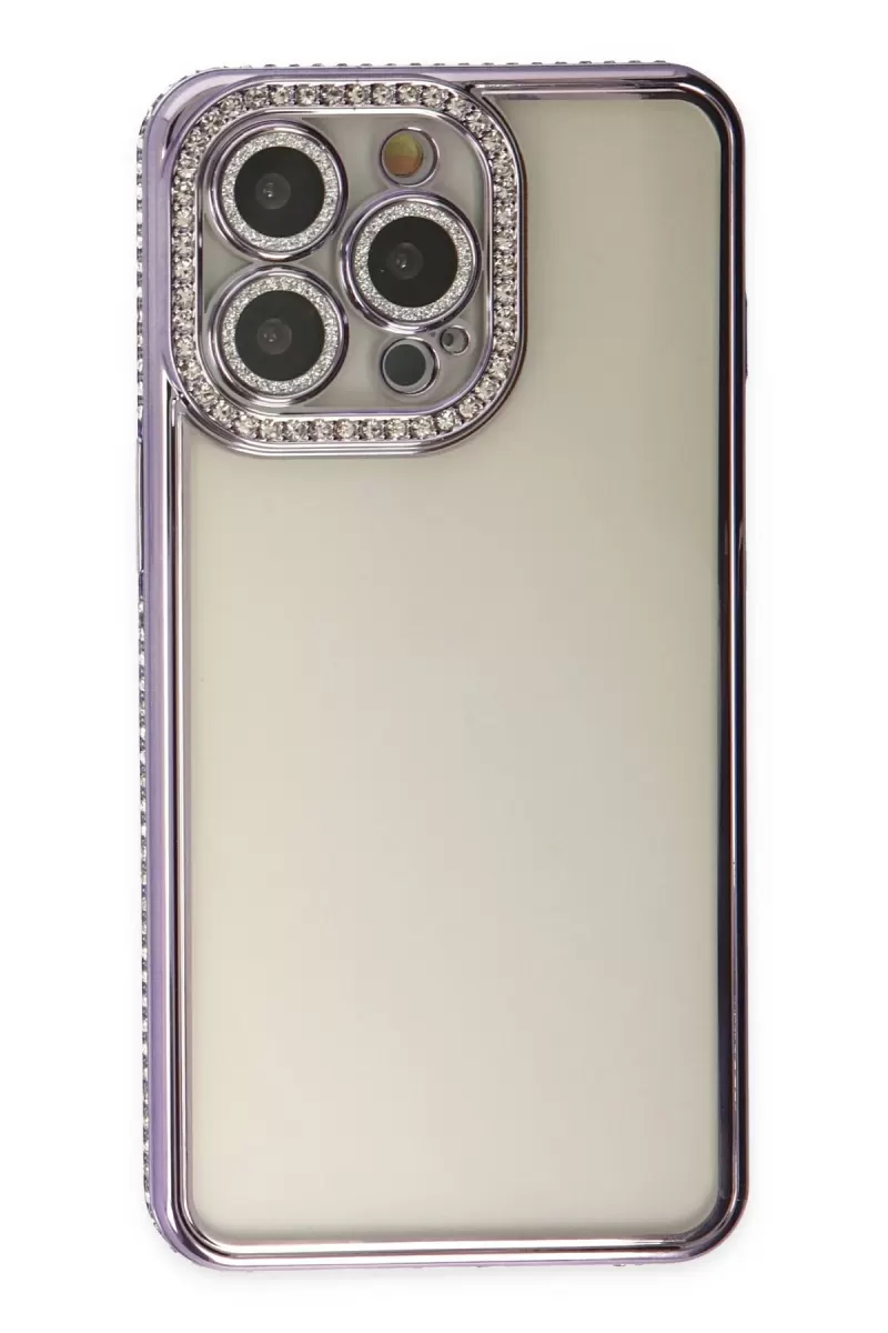 Newface Apple iPhone 14 Pro Kılıf Joke Taşlı Silikon - Mor