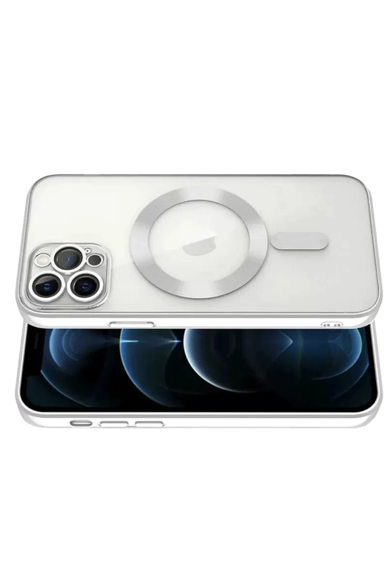 Newface Apple iPhone 13 Pro Kılıf Kross Magneticsafe Kapak - Gümüş