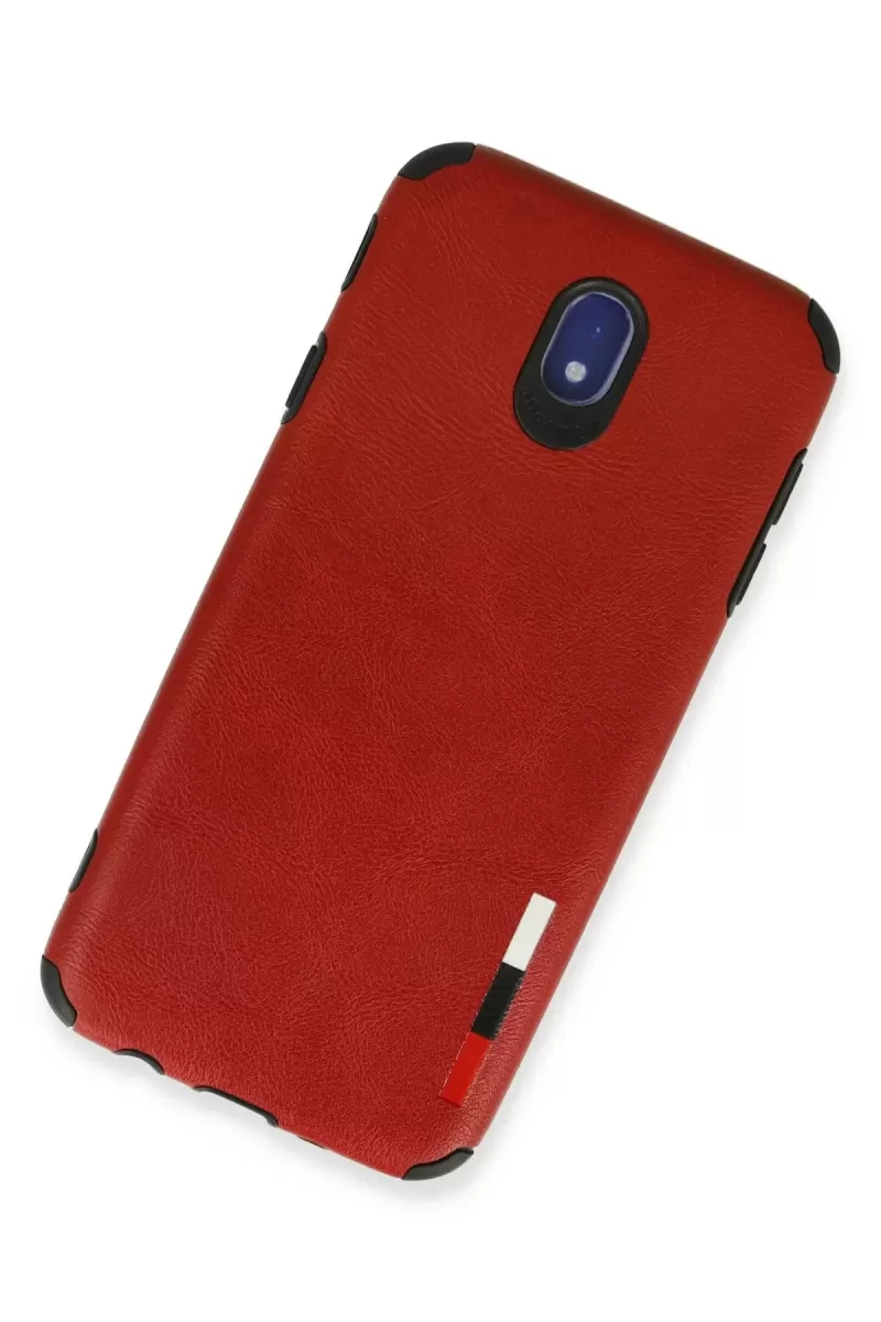 Newface Samsung Galaxy J7 Pro / J730 Kılıf Loop Deri Silikon - Kırmızı