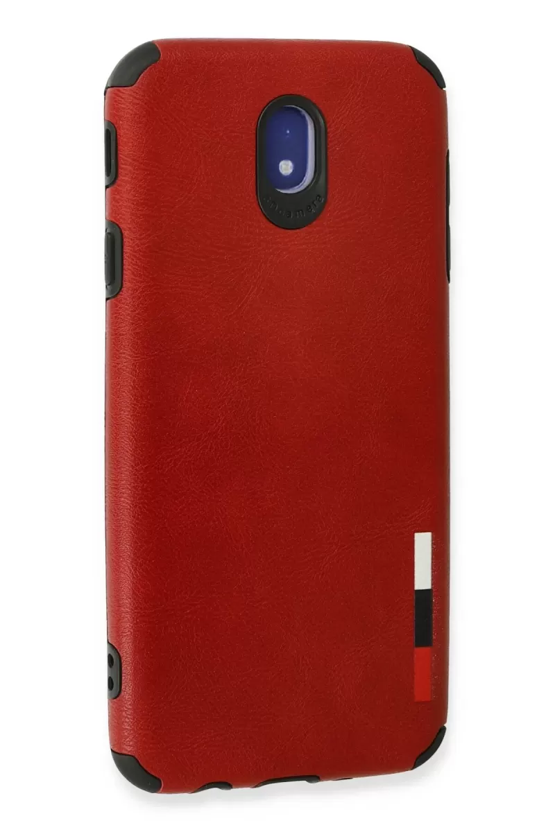 Newface Samsung Galaxy J7 Pro / J730 Kılıf Loop Deri Silikon - Kırmızı