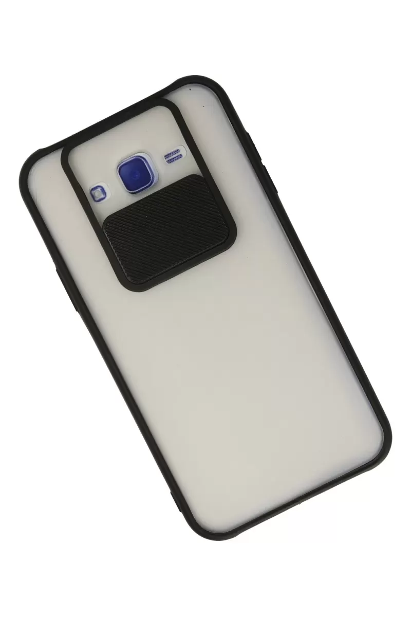 Newface Samsung Galaxy J7 Kılıf Palm Buzlu Kamera Sürgülü Silikon - Siyah