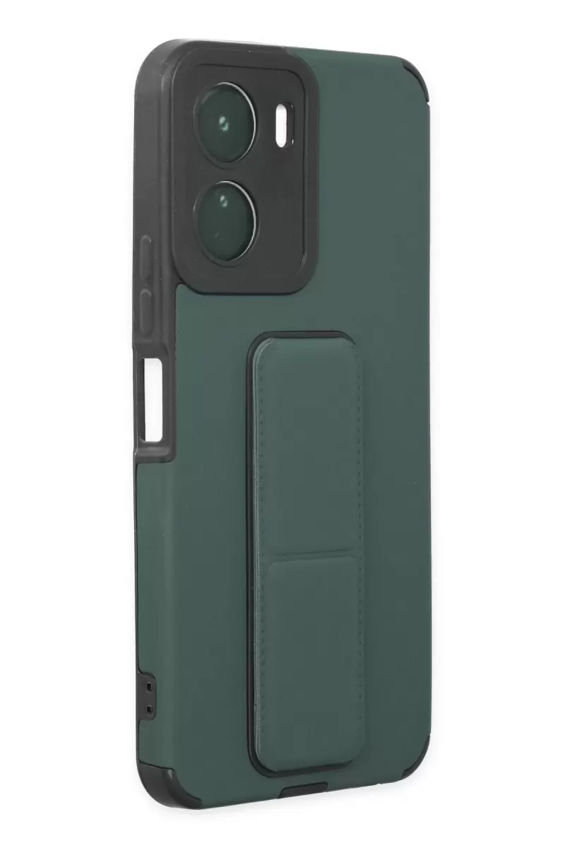 Newface Vivo Y16 Kılıf Mega Standlı Silikon - Yeşil