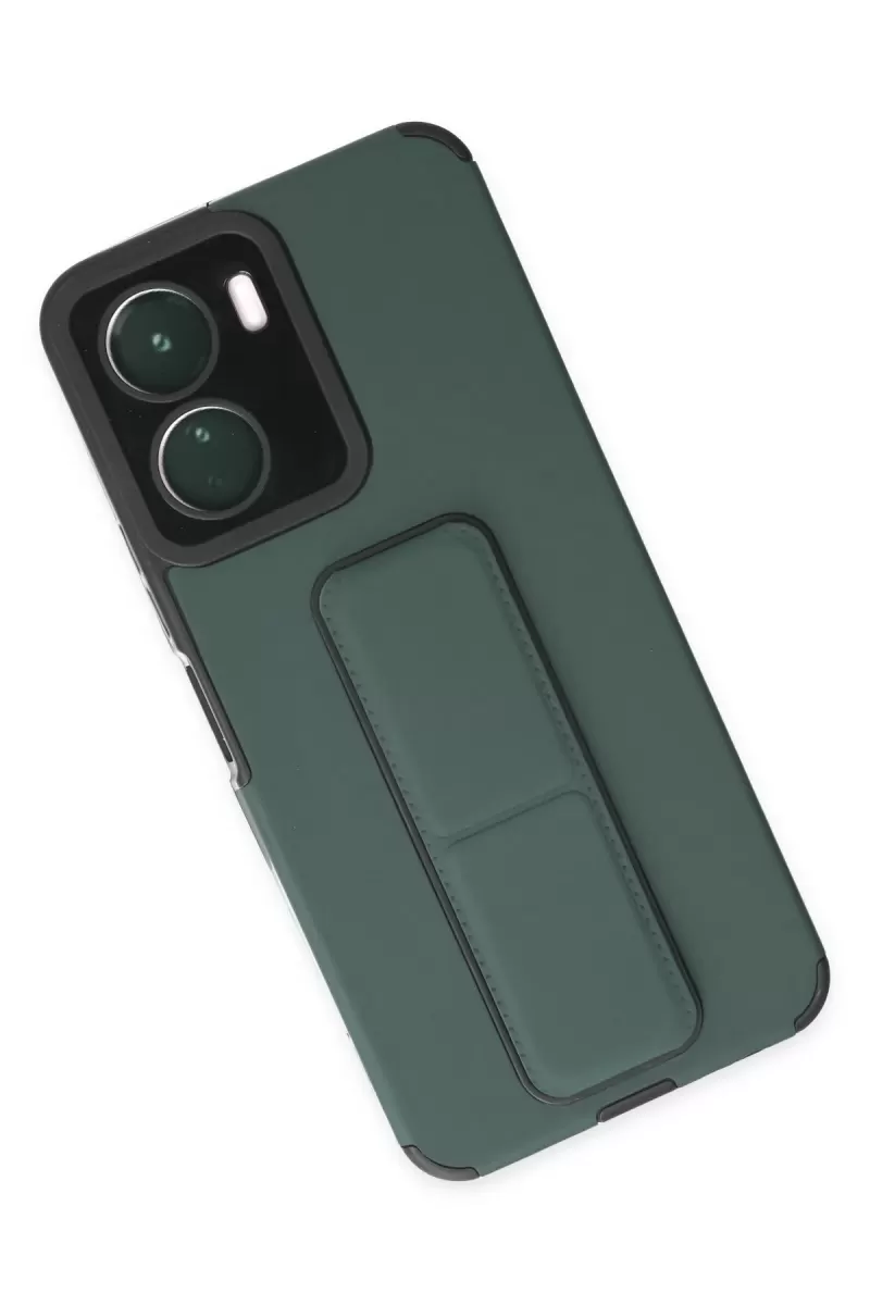 Newface Vivo Y16 Kılıf Mega Standlı Silikon - Yeşil