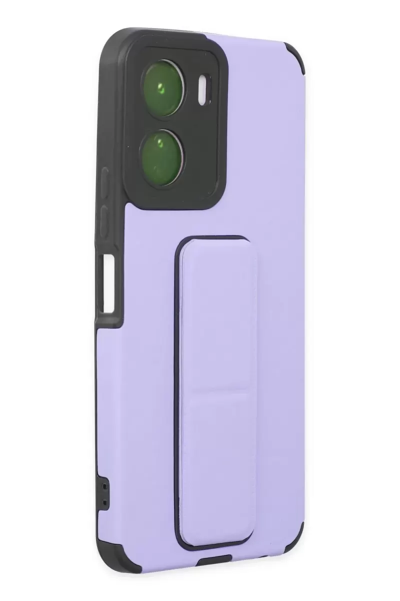 Newface Vivo Y16 Kılıf Mega Standlı Silikon - Lila