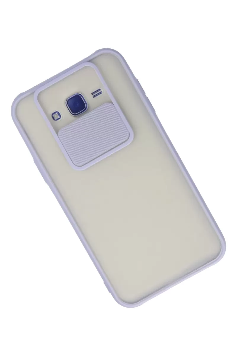 Newface Samsung Galaxy J7 Kılıf Palm Buzlu Kamera Sürgülü Silikon - Lila