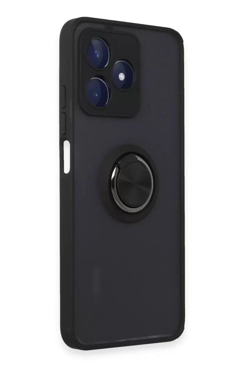 Newface Realme C53 Kılıf Montreal Yüzüklü Silikon Kapak - Siyah