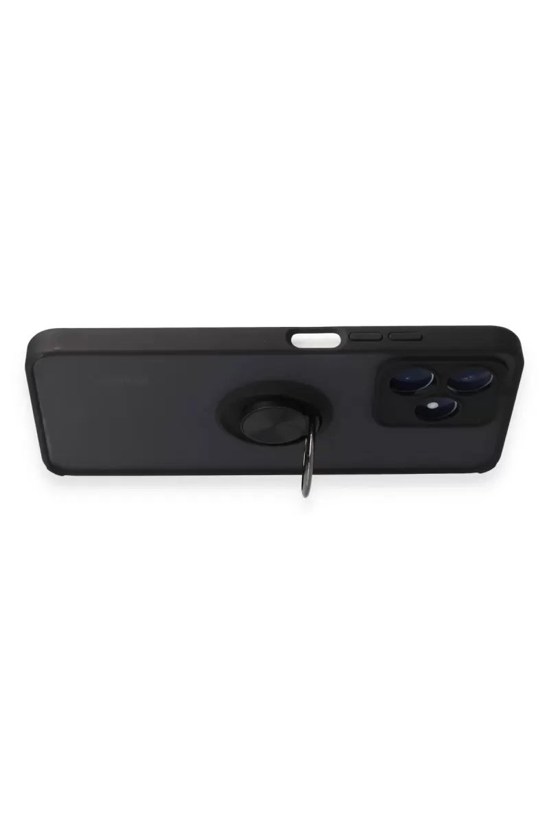Newface Realme C53 Kılıf Montreal Yüzüklü Silikon Kapak - Siyah