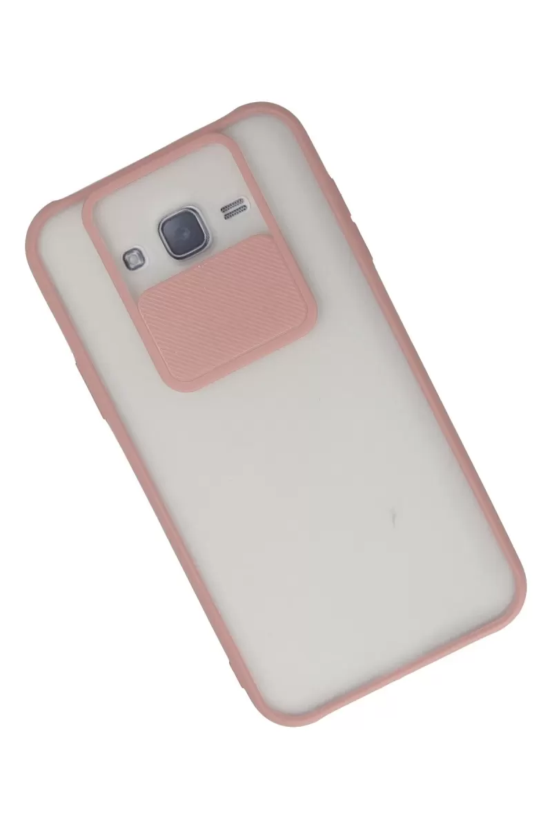 Newface Samsung Galaxy J7 Kılıf Palm Buzlu Kamera Sürgülü Silikon - Pembe