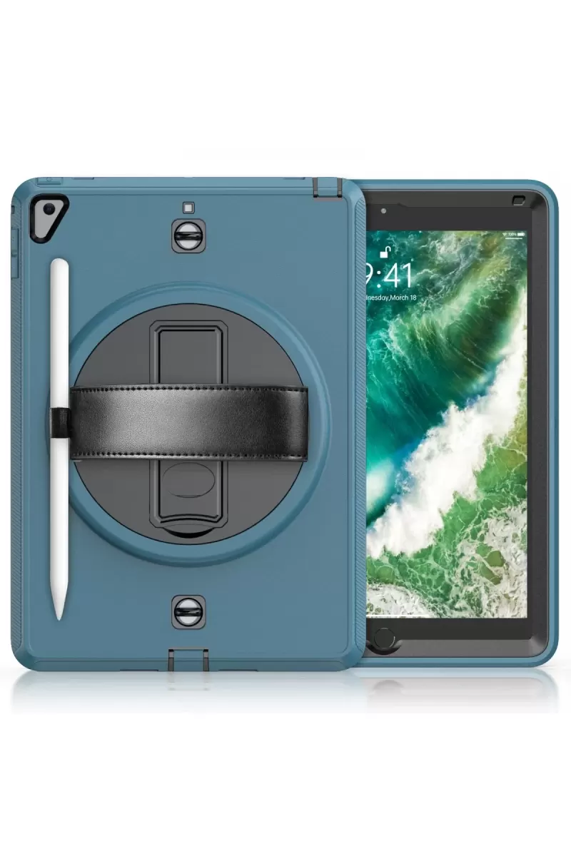 Newface Apple iPad 5 Air 9.7 Kılıf Strap-C Otterbox Tablet Kapak - Mavi