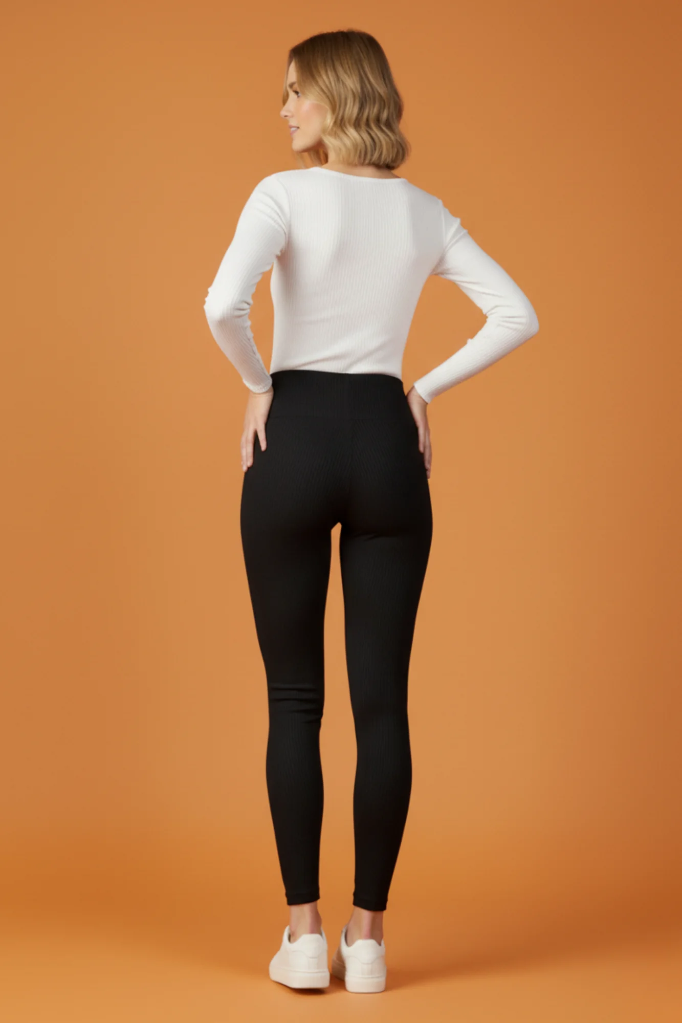 Kadın Fitilli Siyah Tayt