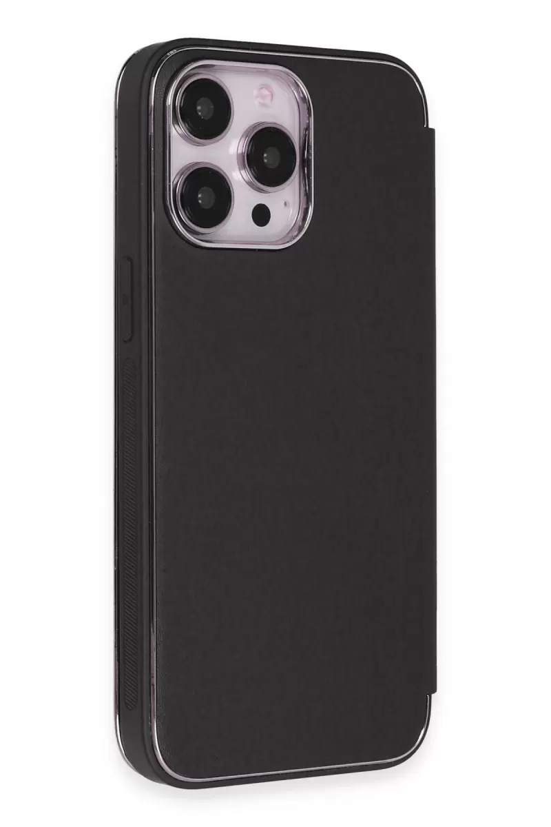 Newface Apple iPhone 13 Pro Kılıf Dolpin Kapaklı - Siyah