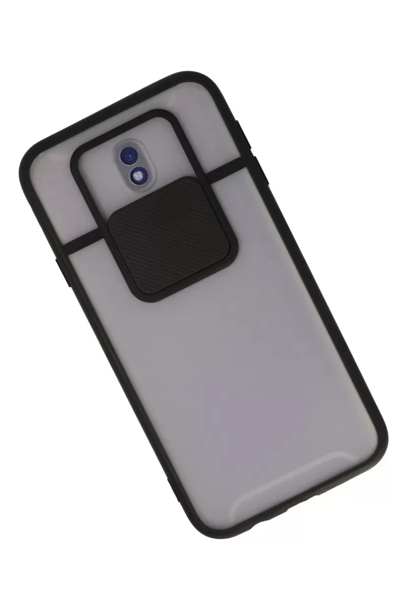 Newface Samsung Galaxy J7 Pro / J730 Kılıf Palm Buzlu Kamera Sürgülü Silikon - Siyah