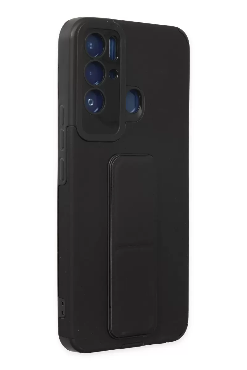Newface Tecno Pova Neo Kılıf Mega Standlı Silikon - Siyah