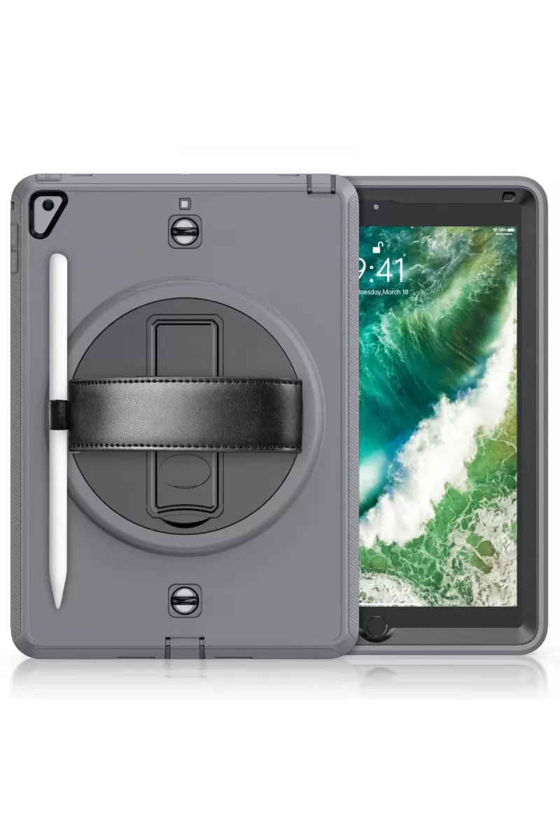 Newface Apple iPad 5 Air 9.7 Kılıf Strap-C Otterbox Tablet Kapak - Gri