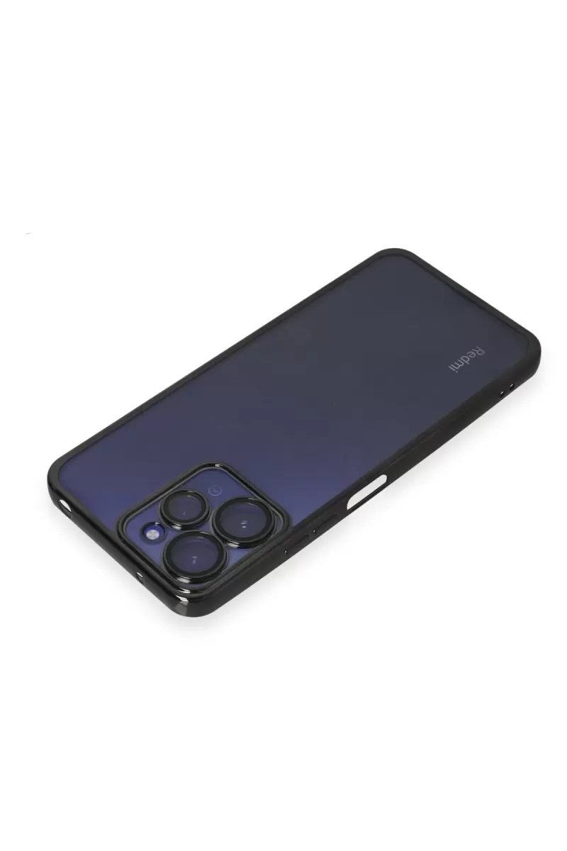 Newface Xiaomi Redmi 12 Kılıf Razer Lensli Silikon - Siyah