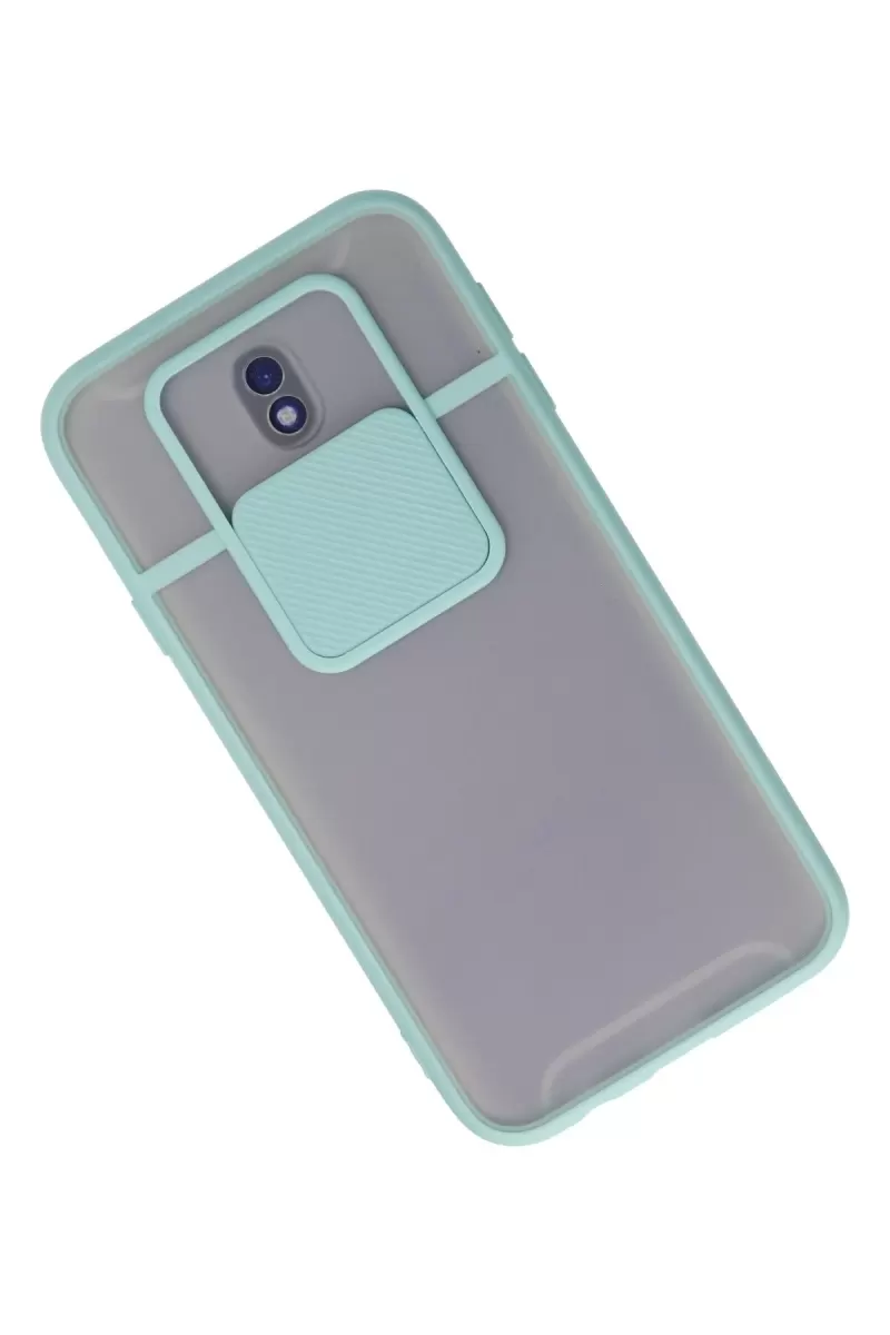 Newface Samsung Galaxy J7 Pro / J730 Kılıf Palm Buzlu Kamera Sürgülü Silikon - Turkuaz