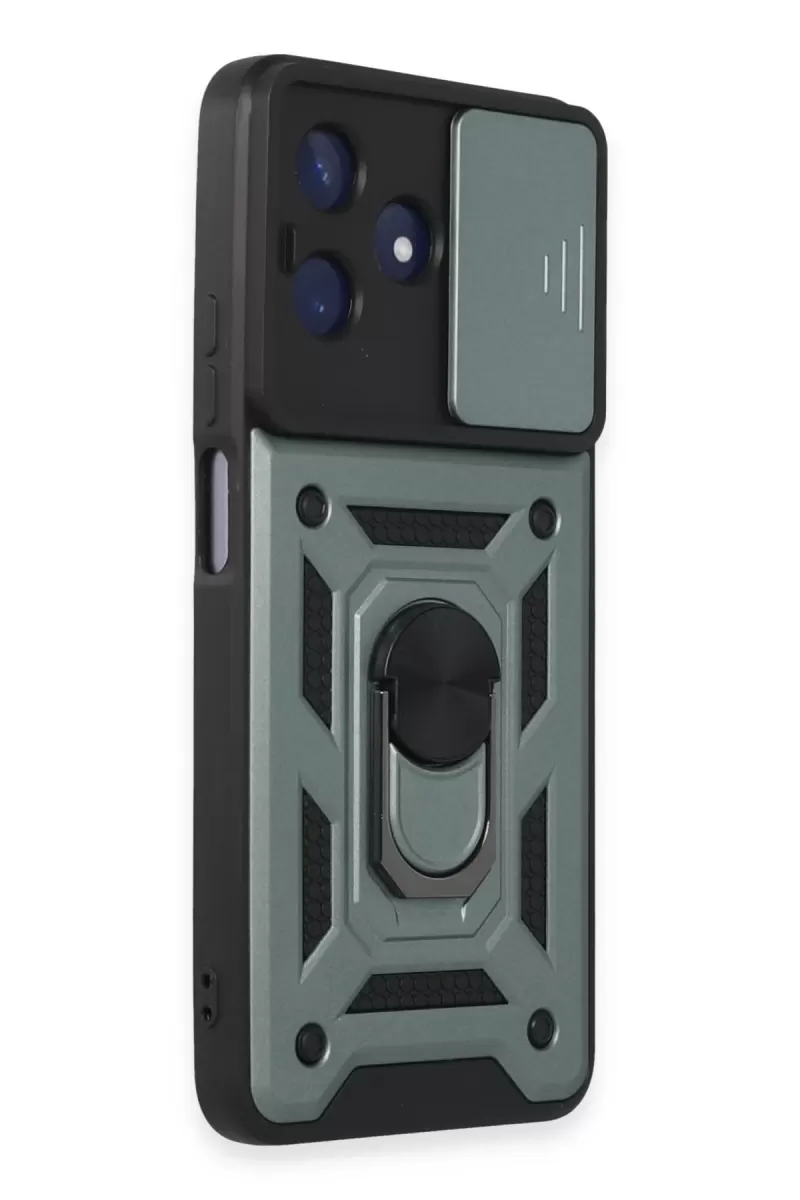 Newface Realme C53 Kılıf Pars Lens Yüzüklü Silikon - Yeşil