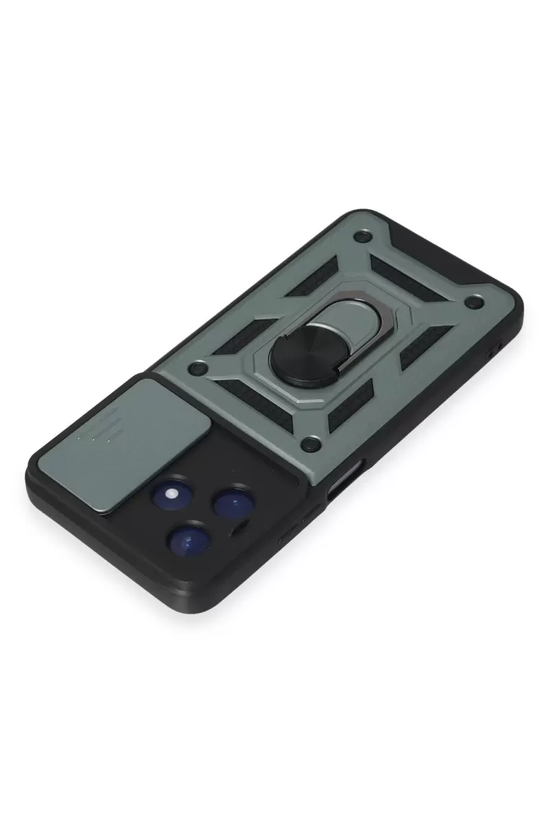 Newface Realme C53 Kılıf Pars Lens Yüzüklü Silikon - Yeşil