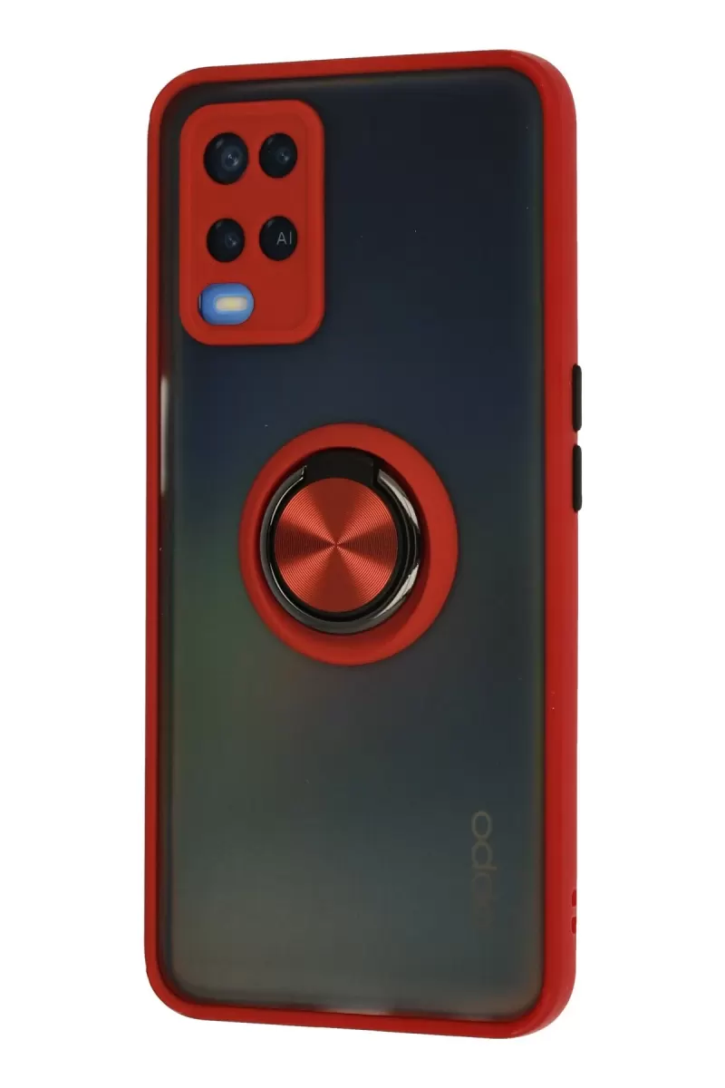 Newface Oppo A54 4G Kılıf Montreal Yüzüklü Silikon Kapak - Kırmızı