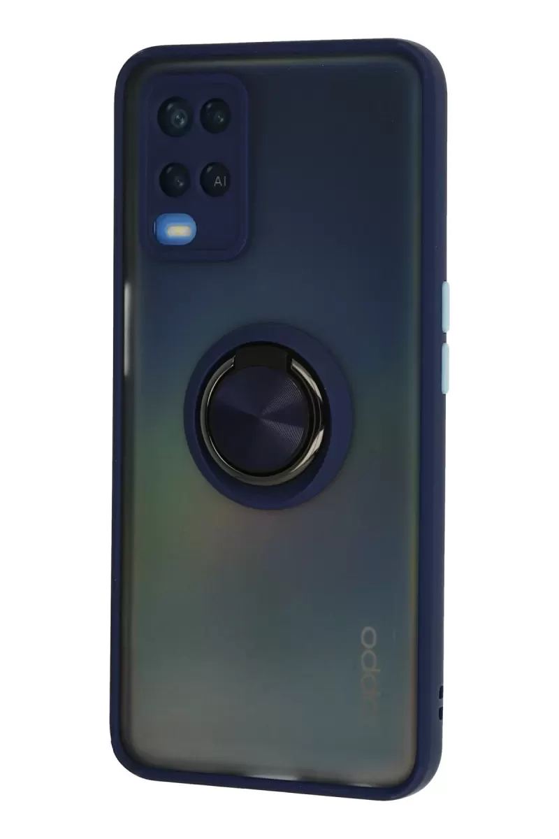 Newface Oppo A54 4G Kılıf Montreal Yüzüklü Silikon Kapak - Lacivert