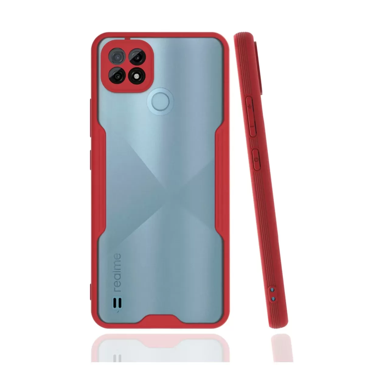 Newface Realme C21 Kılıf Platin Silikon - Kırmızı