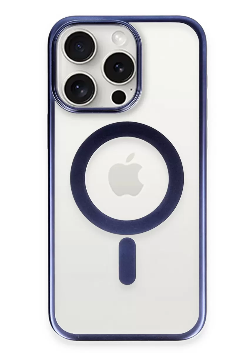 Newface Apple iPhone 15 Pro Kılıf Erozi Magsafe Kapak - Lacivert