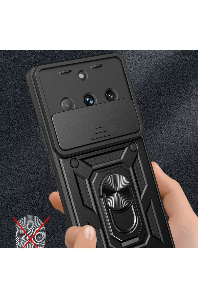 Newface Realme 11 Pro Kılıf Pars Lens Yüzüklü Silikon - Kırmızı
