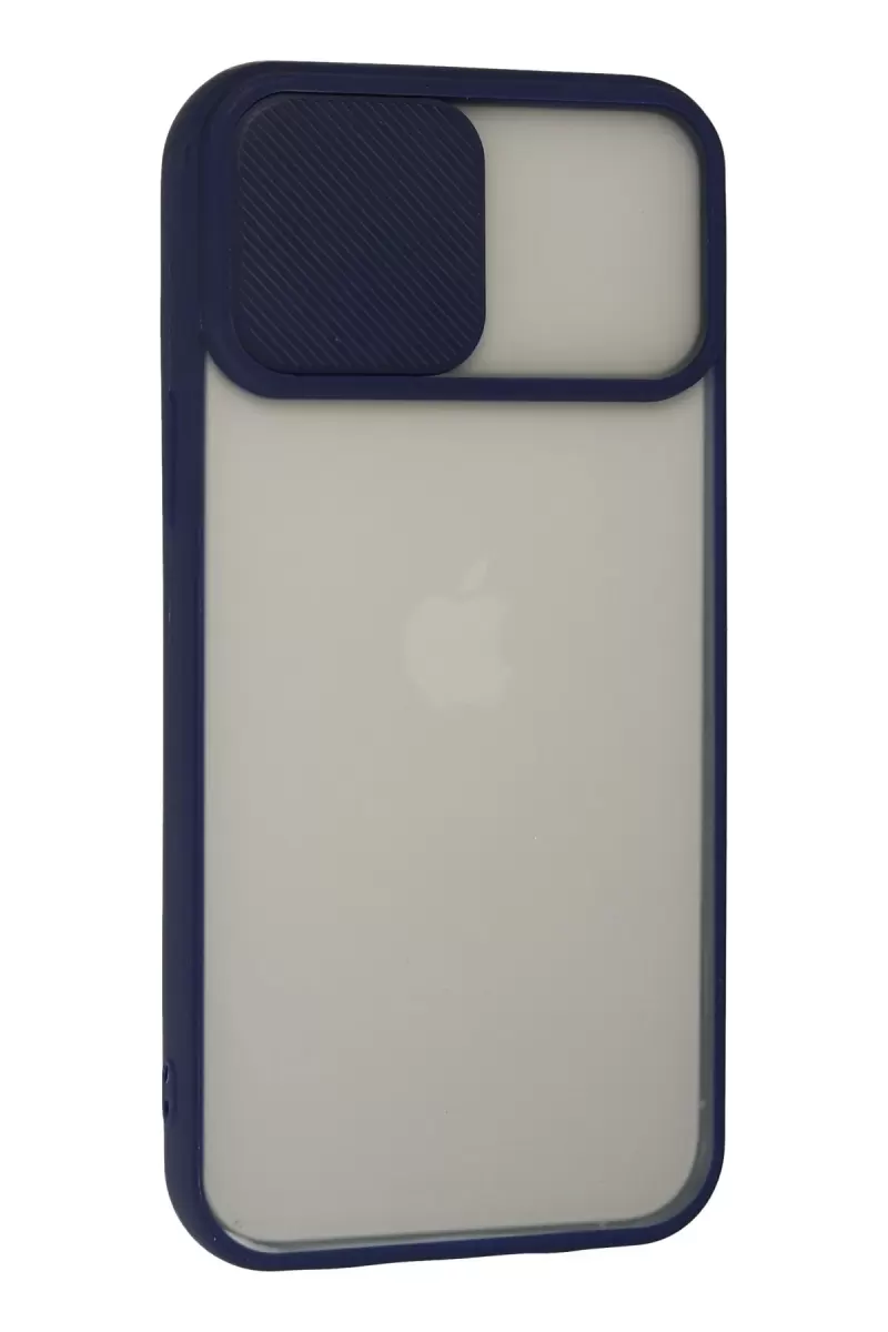 Newface Apple iPhone 13 Pro Max Kılıf Palm Buzlu Kamera Sürgülü Silikon - Lacivert