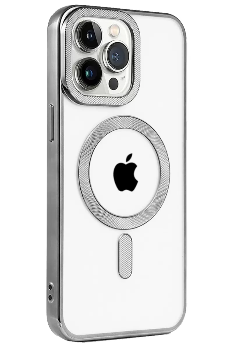 Newface Apple iPhone 15 Pro Max Kılıf Kronos Magsafe Kapak - Titanyum Gri