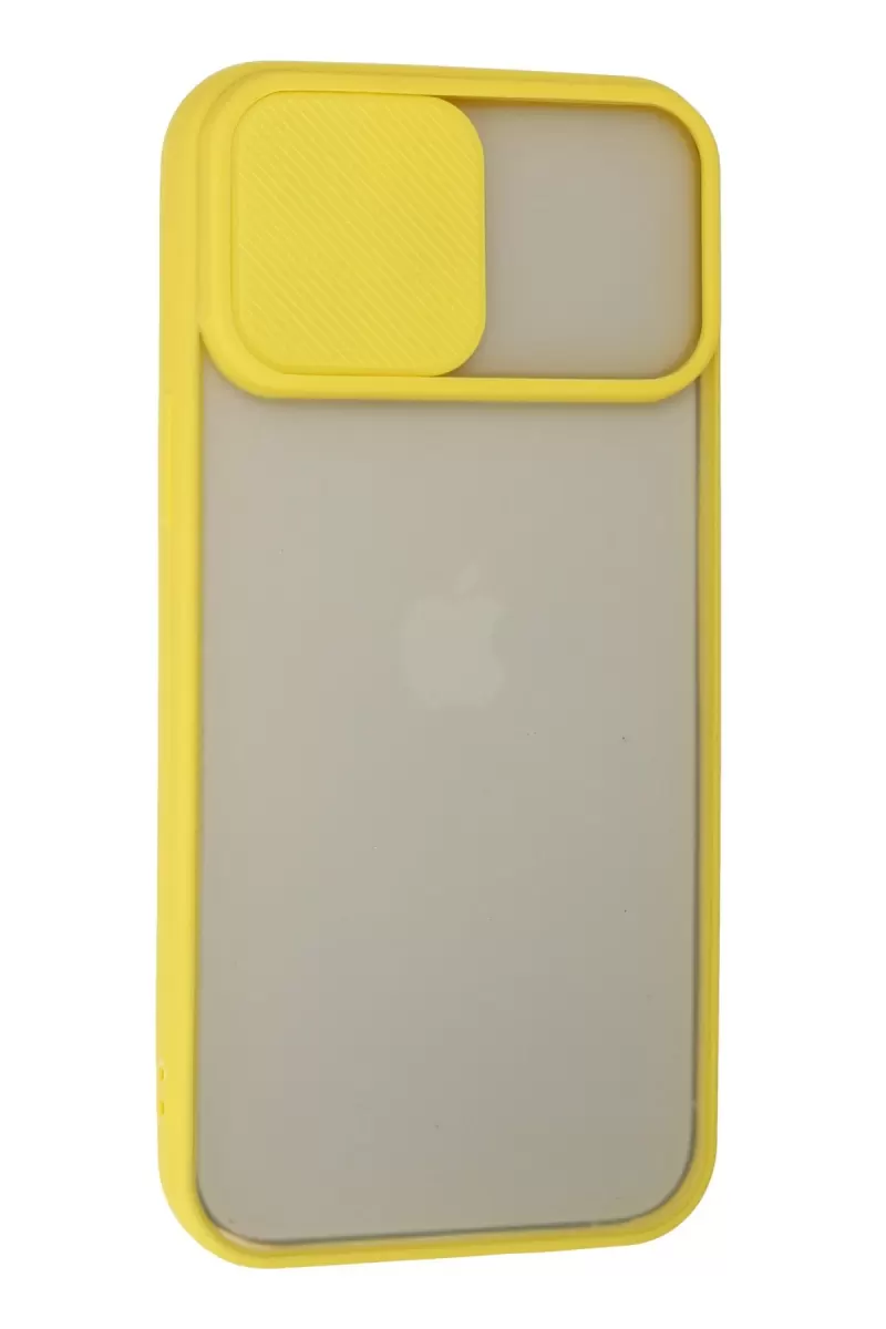 Newface Apple iPhone 13 Pro Max Kılıf Palm Buzlu Kamera Sürgülü Silikon - Sarı