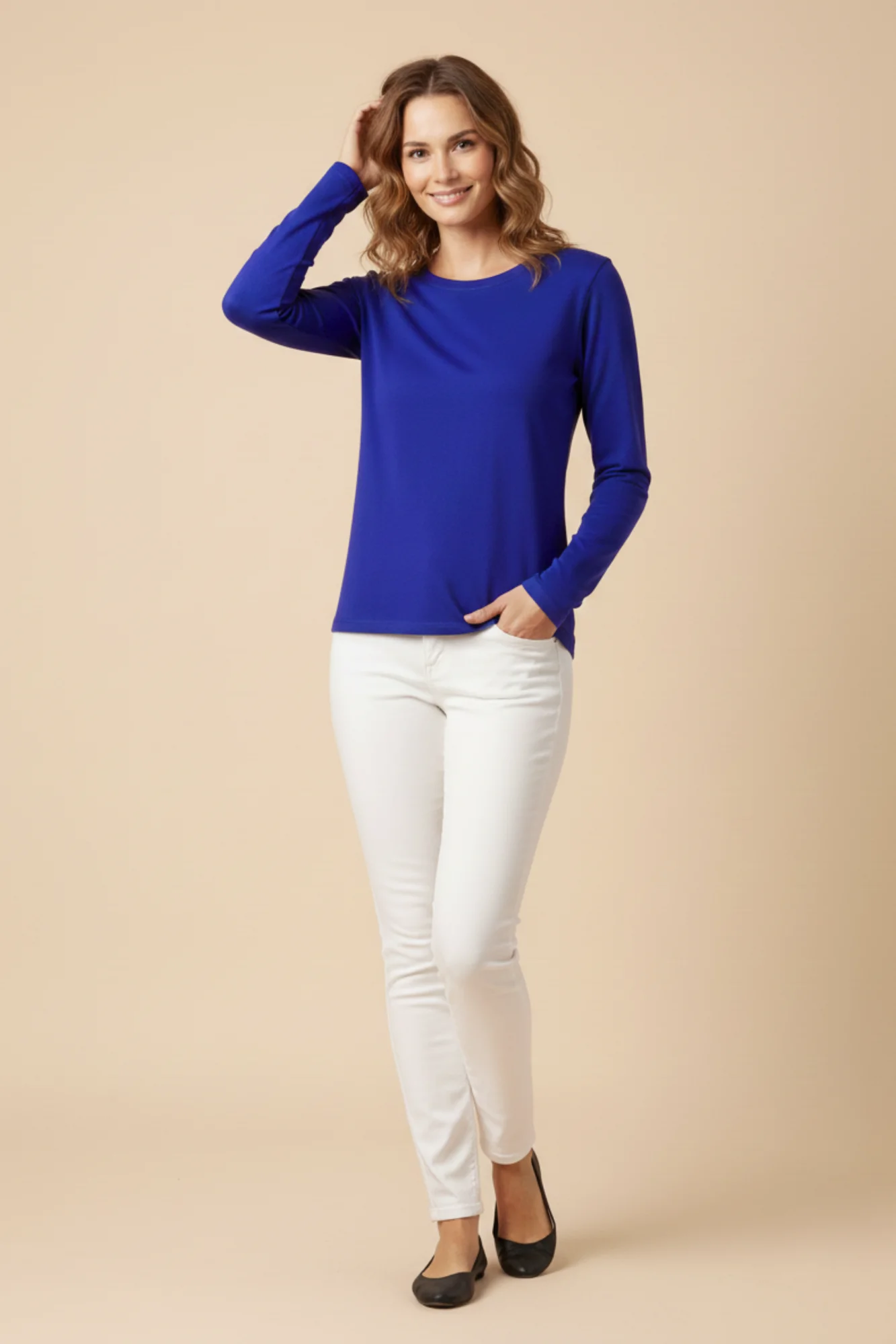 Kadın Viskon Bisiklet Yaka Koyu Mavi Bluz