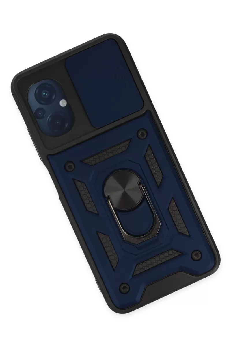 Newface Xiaomi Poco M5 Kılıf Pars Lens Yüzüklü Silikon - Lacivert