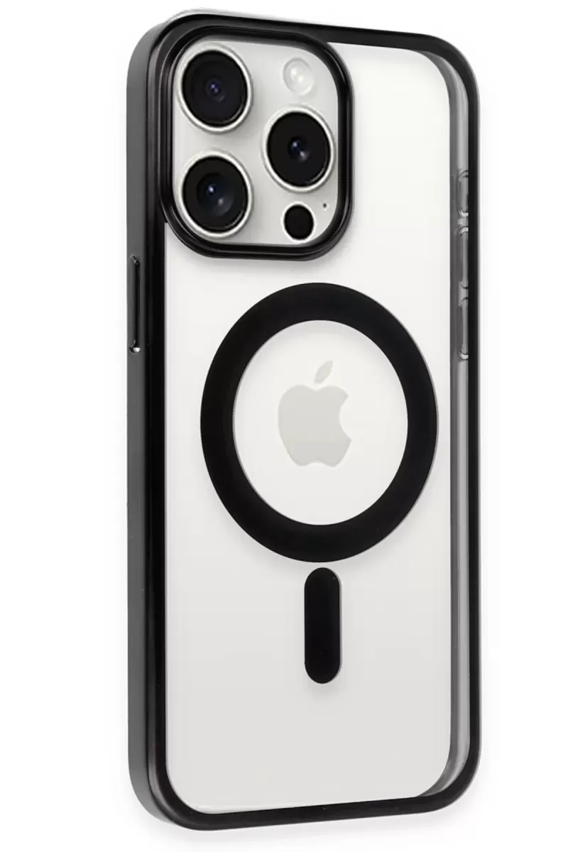Newface Apple iPhone 15 Pro Max Kılıf Erozi Magsafe Kapak - Siyah