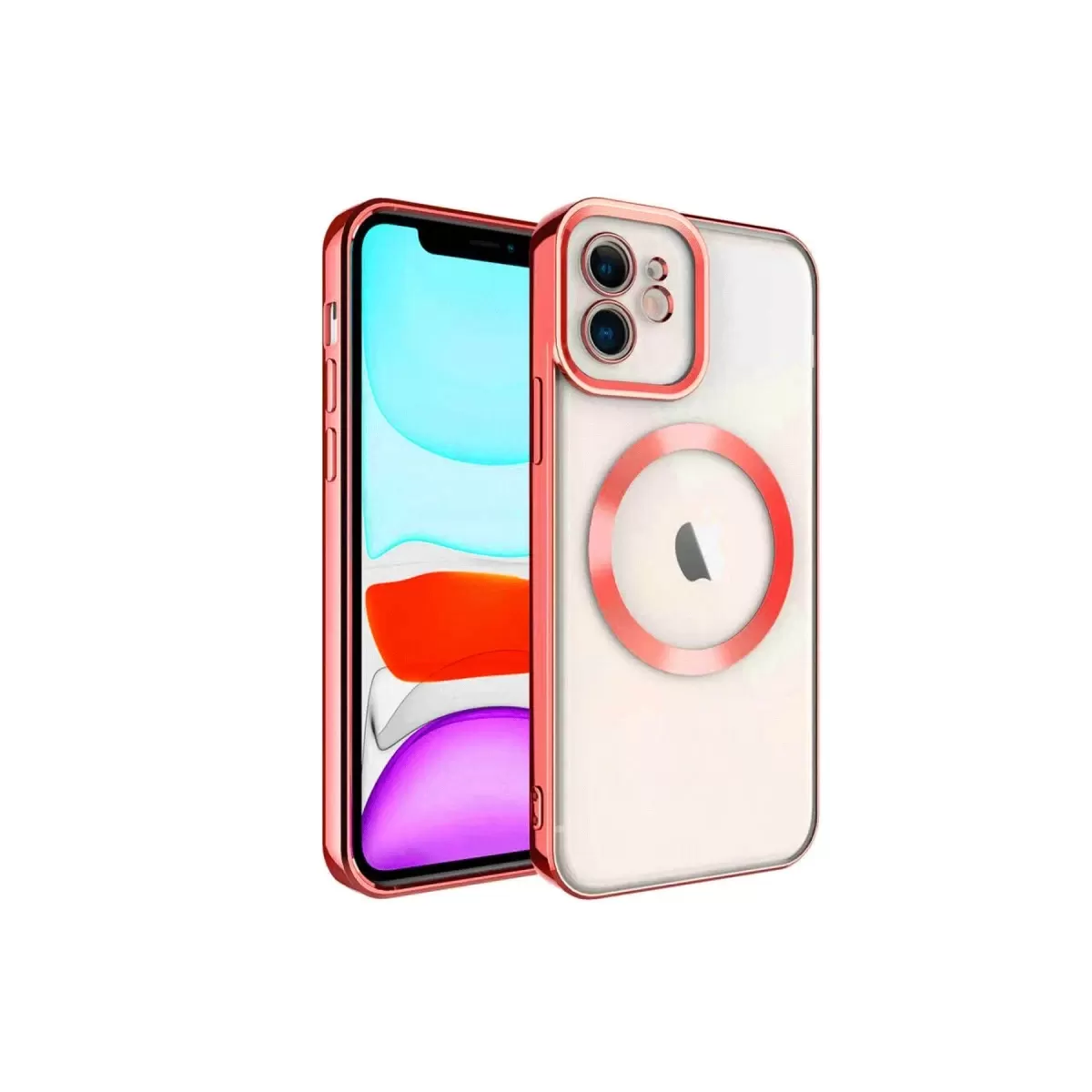 Newface Apple iPhone 12 Kılıf Kross Magneticsafe Kapak - Kırmızı